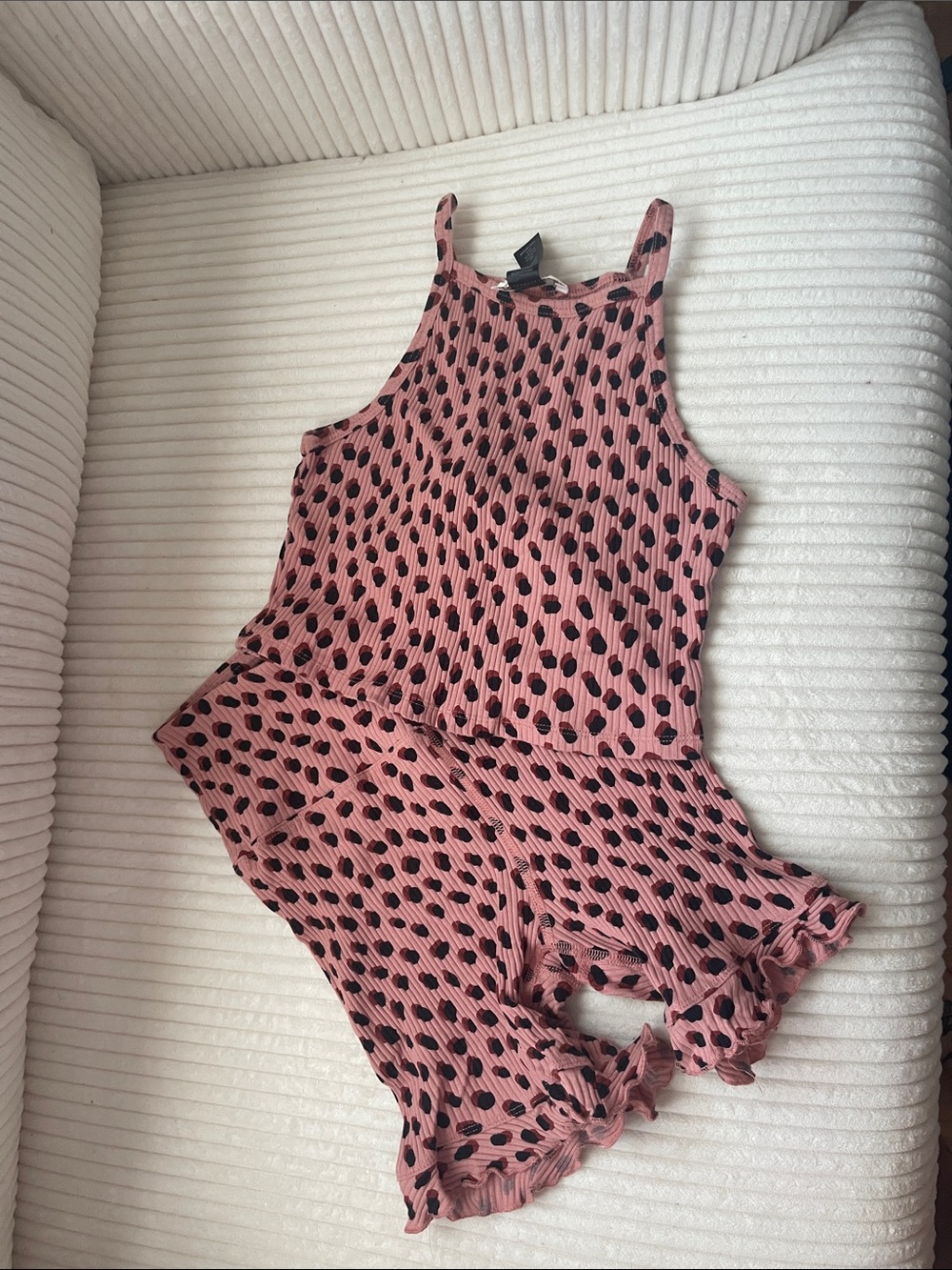 Beach Riot Pink Ribbed leopard print Dot Athletic Shorts Set